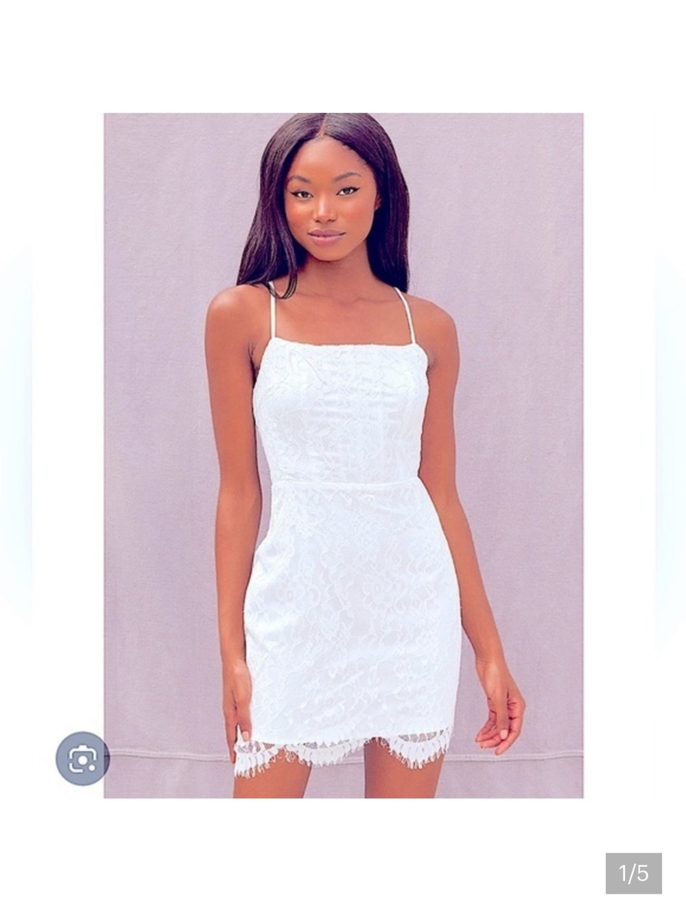 Lulu's White Lace Spaghetti-Strap Mini Dress